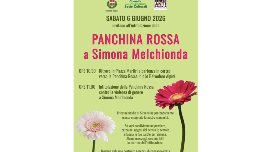 Oleggio intitola una panchina rossa a Simona Melchionda